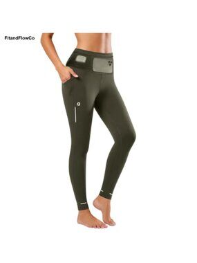 High Waisted Compression Running Leggings Nylon Spandex Workout Yoga Pants